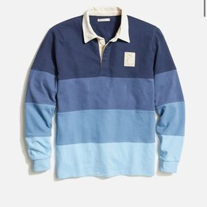 NWT Marine Layer Brushed Jersey Rugby Polo in Blue Ombre Size Large